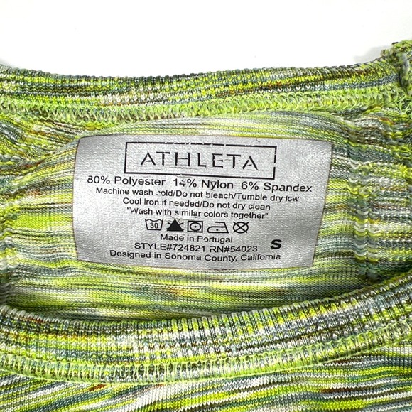 Athleta FastTrack Long Sleeve Top Space Dye Green Small Running Training Gym EUC - Picture 4 of 9